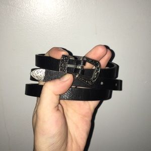 Black faux leather belt
